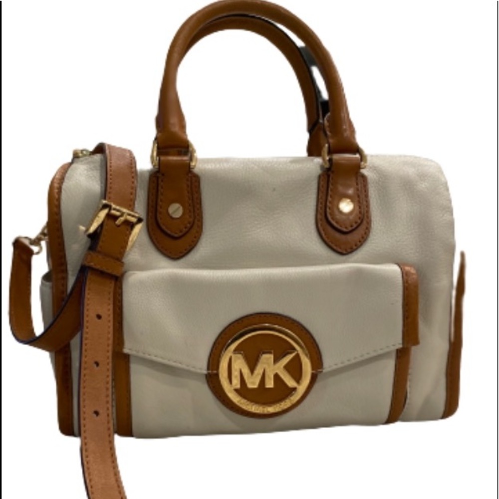 Michael Kors Cream and Tan Satchel Bag